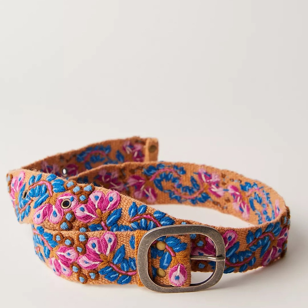 Free People Pink and Blue Paisley Belt
